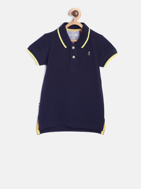 

Gini and Jony Boys Navy Blue Solid Polo Collar T-shirt