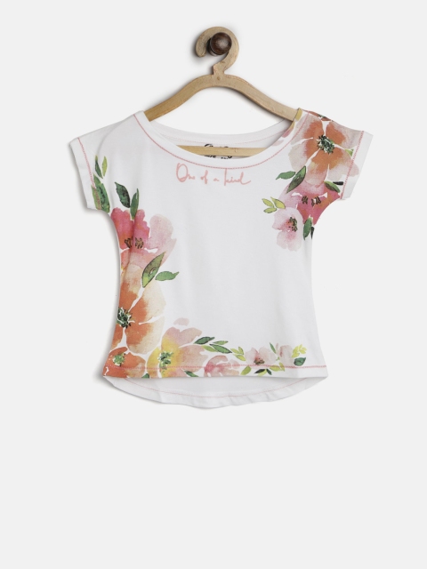 

Gini and Jony Girls White Printed Pure Cotton Top