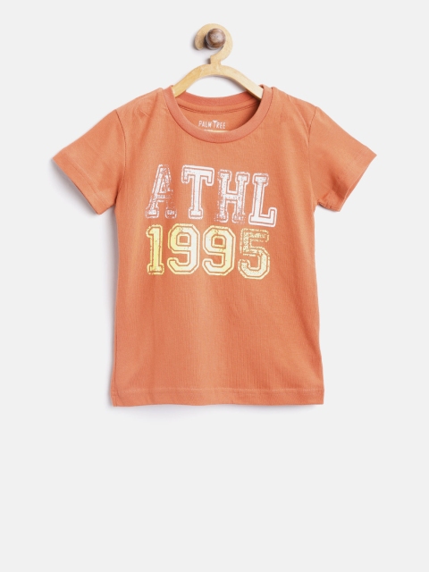

Palm Tree Boys Orange Printed Round Neck T-shirt