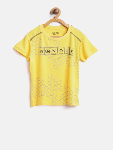 

Palm Tree Boys Yellow Printed Round Neck T-shirt