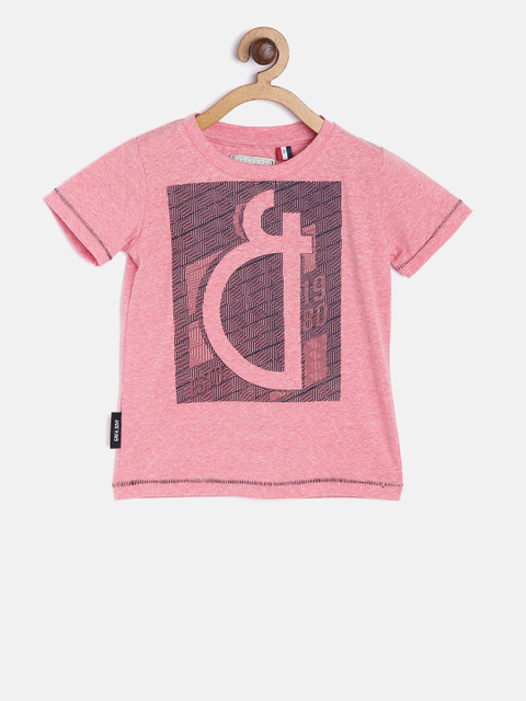 

Gini and Jony Boys Pink Printed Round Neck T-shirt