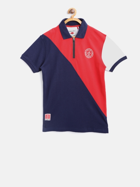 

Gini and Jony Boys Navy & Red Colourblocked Polo Collar T-shirt, Navy blue