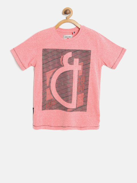 

Gini and Jony Boys Pink Printed Round Neck T-shirt