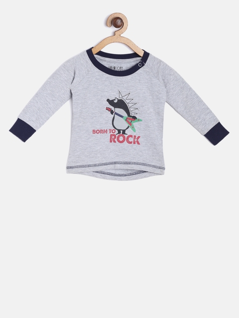 

Gini and Jony Boys Grey Melange Printed Sweatshirt