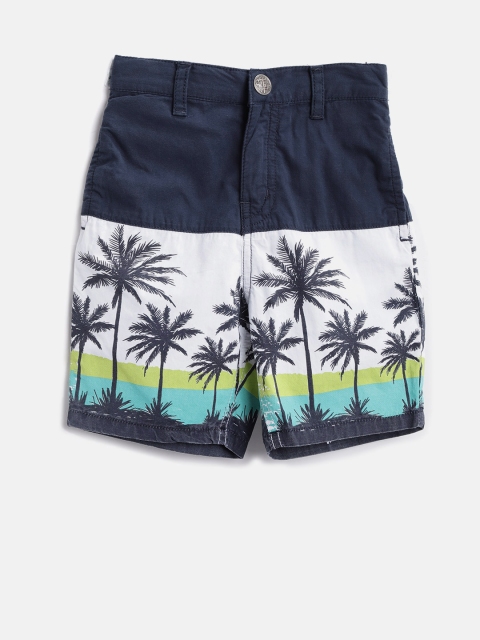 

Palm Tree Boys Navy Blue & White Printed Regular Shorts