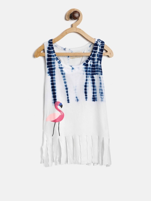 

Gini and Jony Girls White & Blue Tie & Dye Tank Top with Sequinned Detail