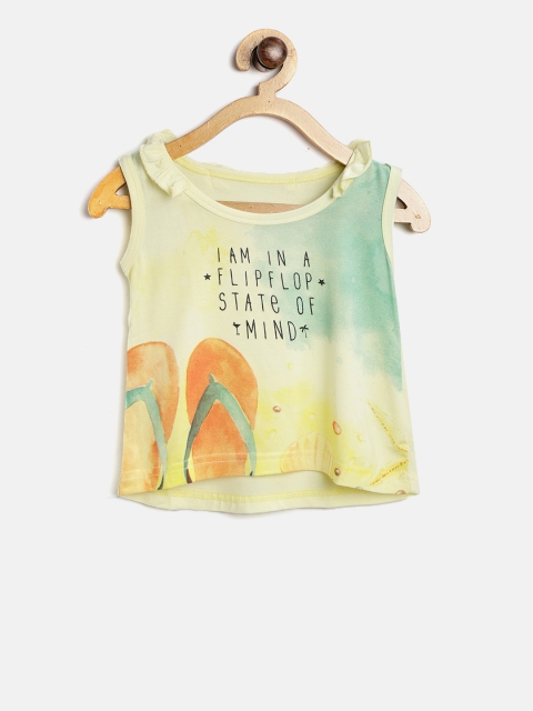 

Gini and Jony Girls Yellow Printed Top