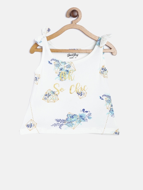 

Gini and Jony Girls Off-White Printed A-Line Top