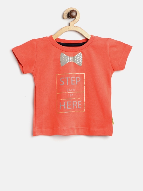 

Gini and Jony Boys Coral Red Printed Round Neck T-shirt