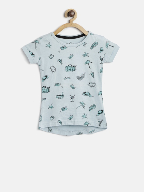 

Palm Tree Girls Blue & Black Printed Round Neck T-shirt