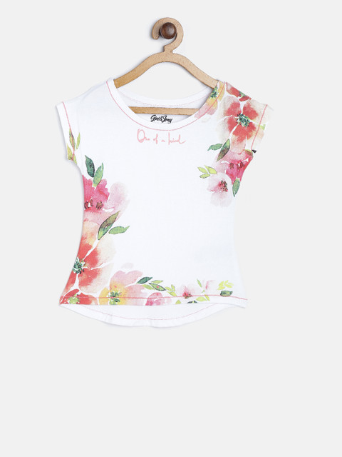 

Gini and Jony Girls White Printed Top
