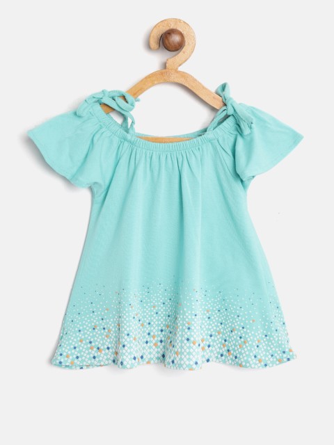 

Gini and Jony Girls Blue Solid Top with Printed Detail