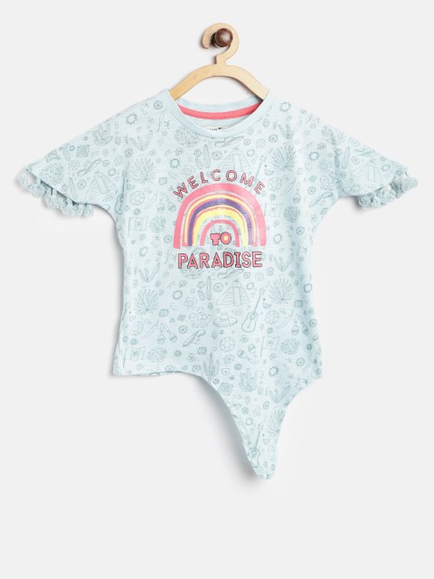 

Gini and Jony Girls Blue Printed Top