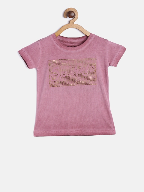 

Gini and Jony Girls Pink Solid Round Neck T-shirt