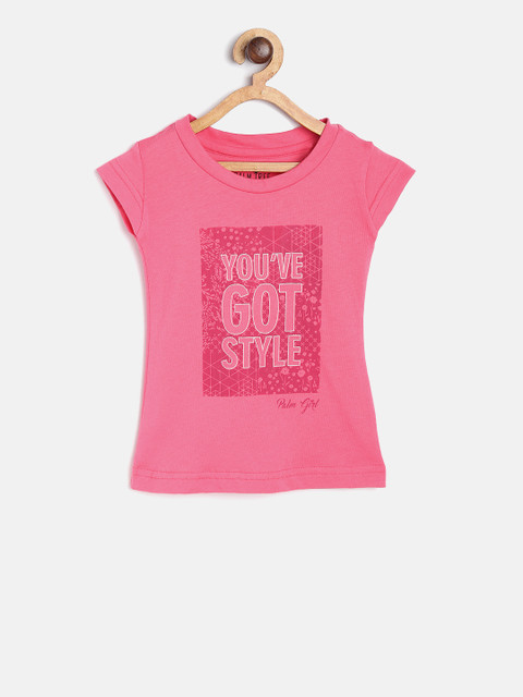 

Gini and Jony Girls Pink Printed Round Neck T-shirt