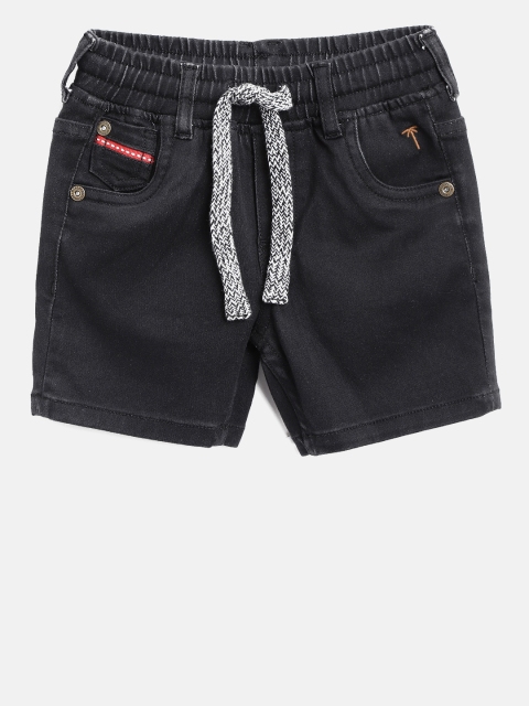 

Gini and Jony Boys Black Solid Regular Fit Denim Shorts