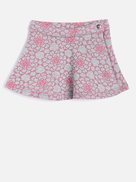 

Gini and Jony Girls Grey & Pink Self Design A-Line Skirt