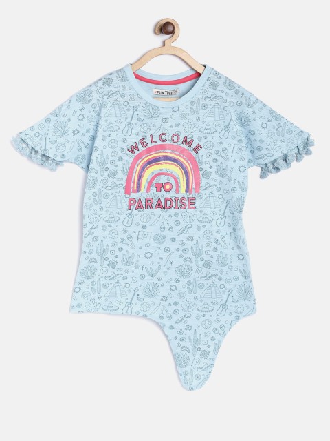 

Gini and Jony Girls Blue Printed Top