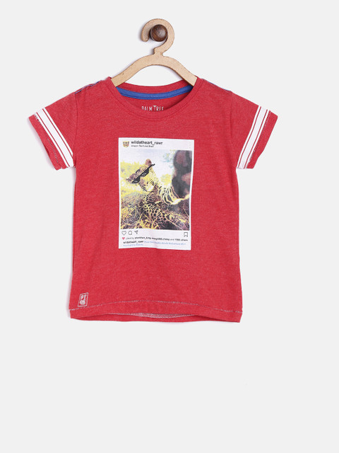 

Gini and Jony Boys Red Printed Round Neck T-shirt