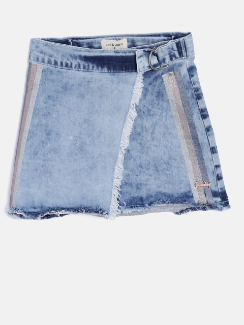 

Gini and Jony Girls Blue Washed Denim Layered Wrap Skirt