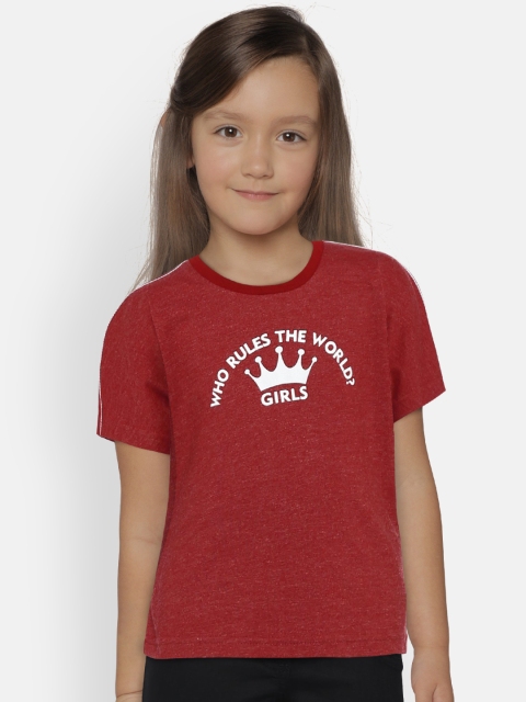 

Gini and Jony Girls Maroon Printed Top