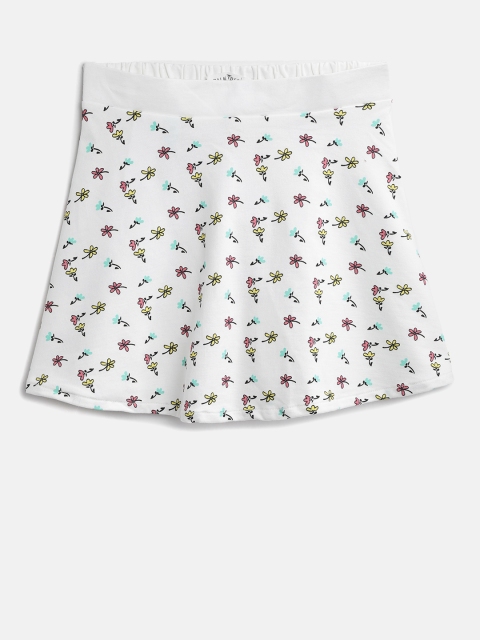 

Palm Tree Girls White Floral Print A-Line Skirt