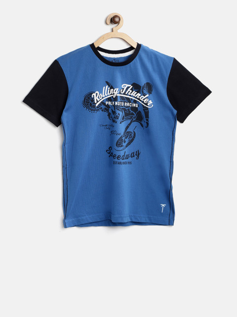 

Palm Tree Boys Blue Printed Round Neck T-shirt