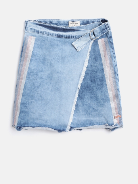 

Gini and Jony Girls Blue Washed Layered Denim A-Line Skirt