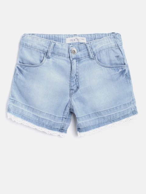 

Palm Tree Girls Blue Washed Regular Fit Denim Shorts