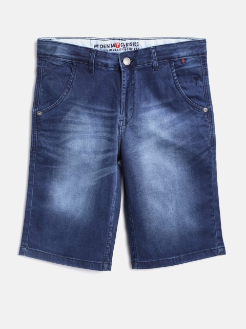 

Palm Tree Boys Navy Blue Washed Regular Fit Denim Shorts