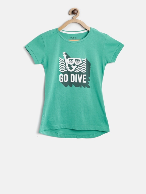 

Gini and Jony Girls Sea Green Round Neck Printed T-shirt