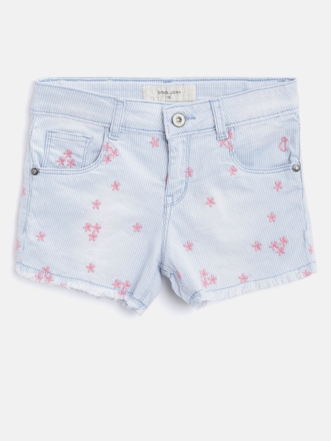 

Gini and Jony Girls Blue Striped & White Striped Denim Shorts