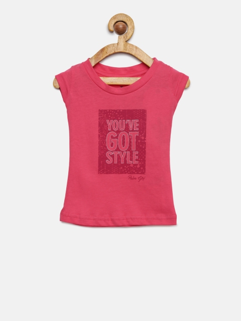 

Gini and Jony Girls Pink Printed Round Neck T-shirt