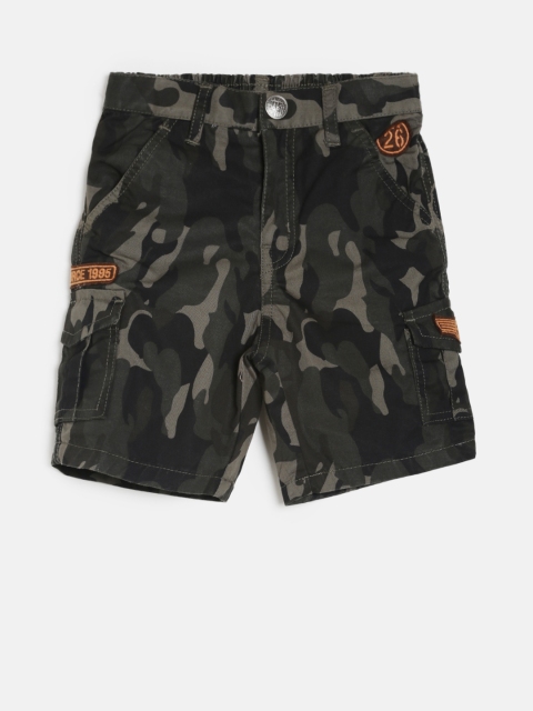 

Gini and Jony Boys Olive Green Printed Regular Fit Cargo Shorts
