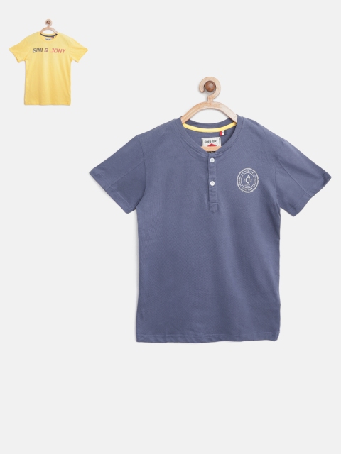 

Gini and Jony Boys Pack of 2 Solid T-shirts, Navy blue