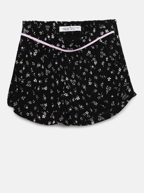 

Gini and Jony Girls Black Printed Regular Fit Regular Shorts