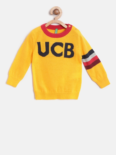 

United Colors of Benetton Boys Yellow Patterned Pullover