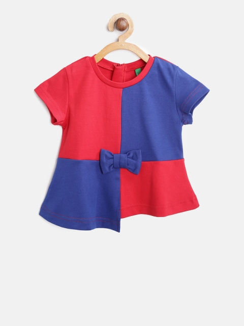 

United Colors of Benetton Girls Red & Blue Colourblocked A-Line Top