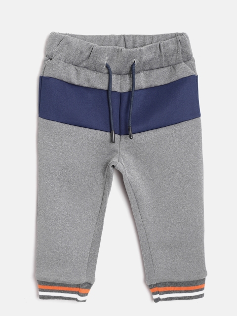 

United Colors of Benetton Boys Grey Melange & Navy Colourblocked Joggers