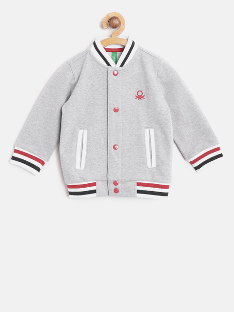 

United Colors of Benetton Boys Grey Melange Solid Sweatshirt