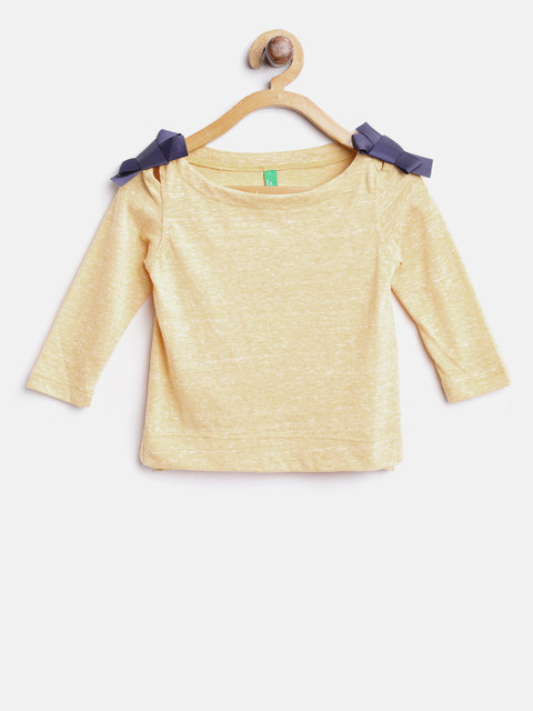 

United Colors of Benetton Girls Mustard Yellow Solid Top