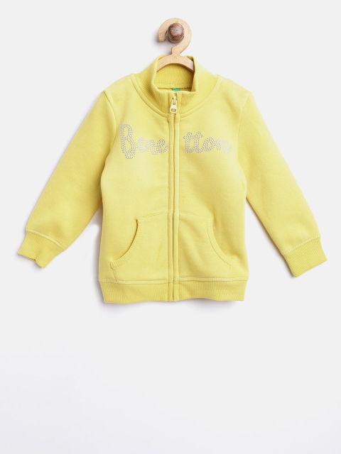

United Colors of Benetton Girls Mustard Yellow Solid Sweatshirt