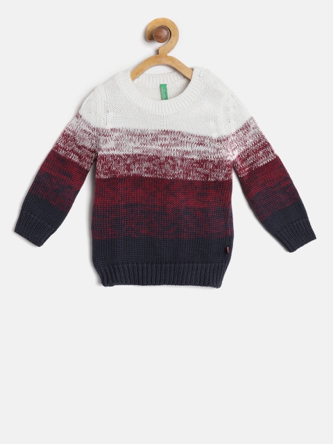

United Colors of Benetton Boys Burgundy & White Dyed Pullover