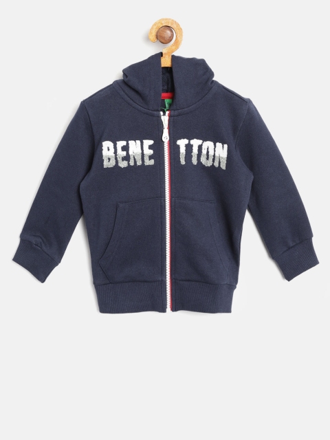 

United Colors of Benetton Boys Navy Solid Hooded Sweatshirt, Navy blue