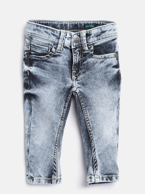 

United Colors of Benetton Boys Blue Regular Fit Mid-Rise Clean Look Stretchable Jeans
