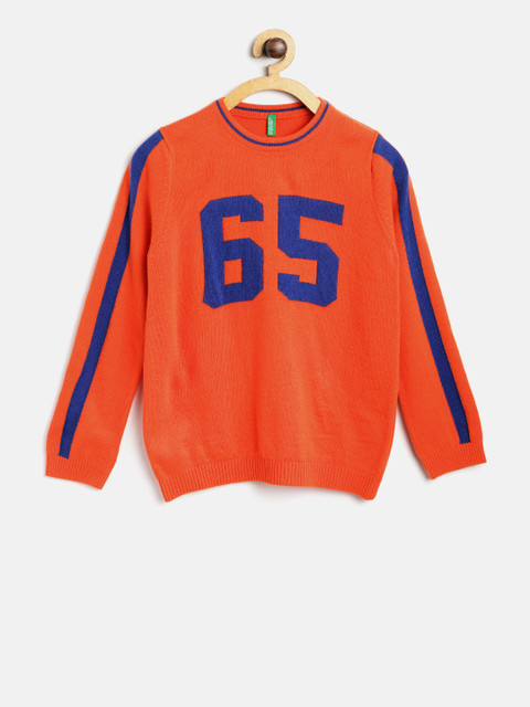 

United Colors of Benetton Boys Orange Self Design Pullover