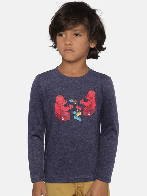 

United Colors of Benetton Boys Navy Blue Printed Round Neck T-shirt
