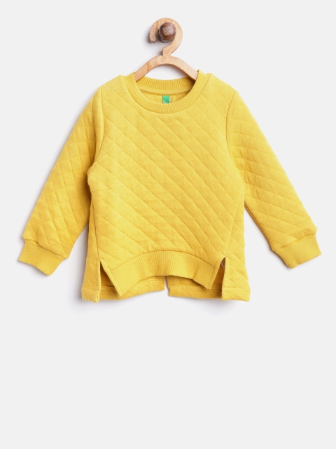 

United Colors of Benetton Girls Mustard Yellow Quilted Styled Back Sweatshirt