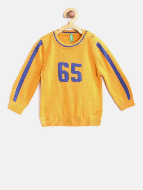

United Colors of Benetton Boys Mustard Yellow Patterned Pullover