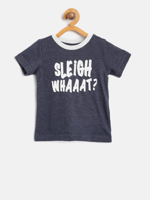 

United Colors of Benetton Boys Navy Printed Round Neck T-shirt, Navy blue